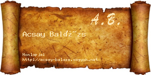 Acsay Balázs névjegykártya